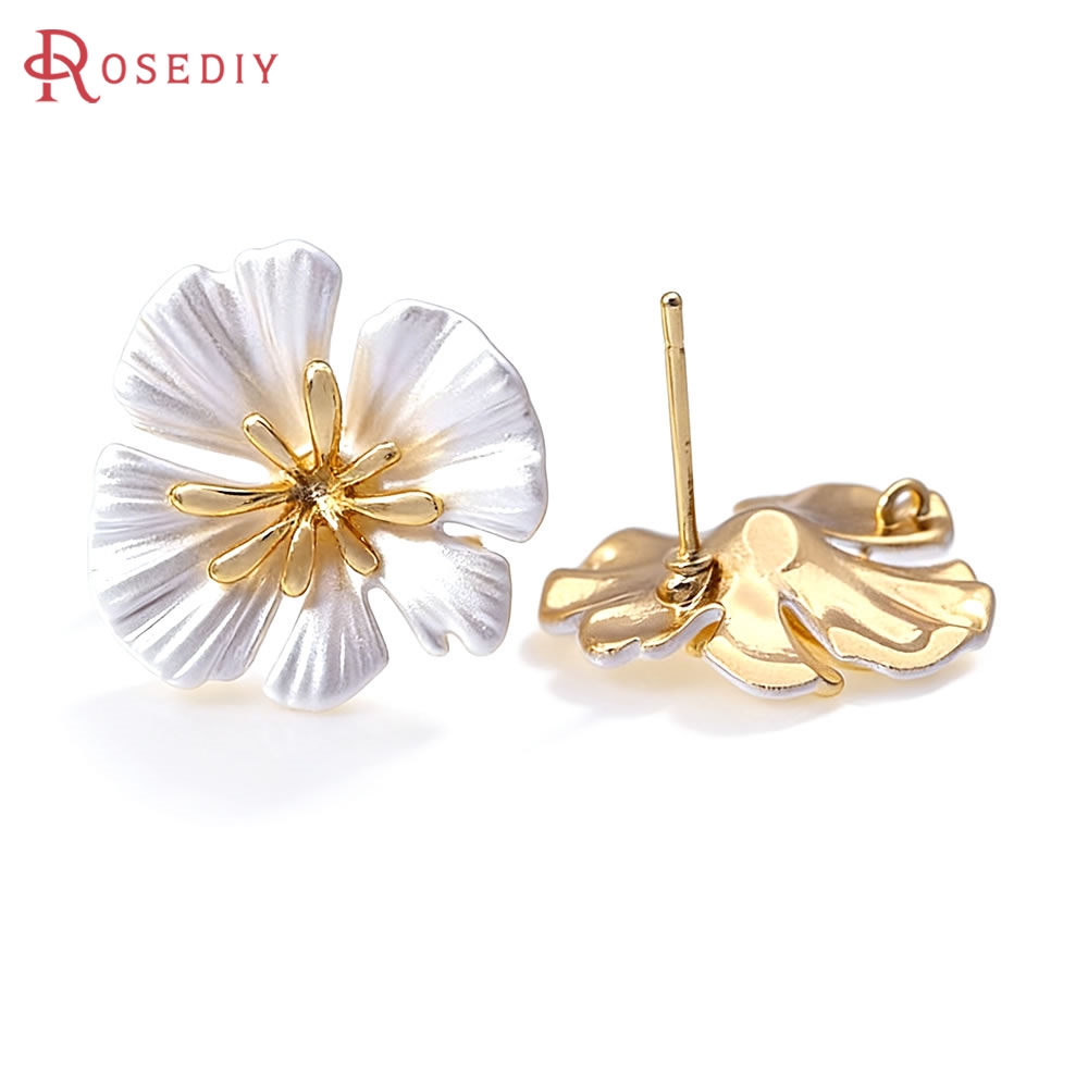 Jewelry Making Earrings - 18 K Altın Renk Pirinç Çiçek