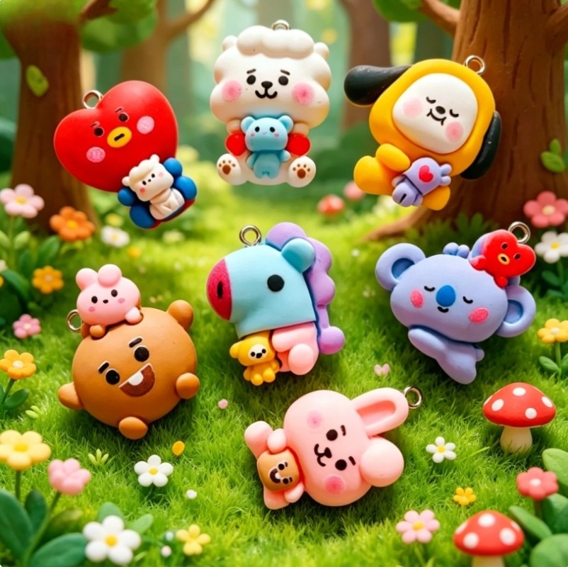 7 adet BT21 Reçine Karikatür F - Jewelry Making Earrings incelemesi ve fiyatı