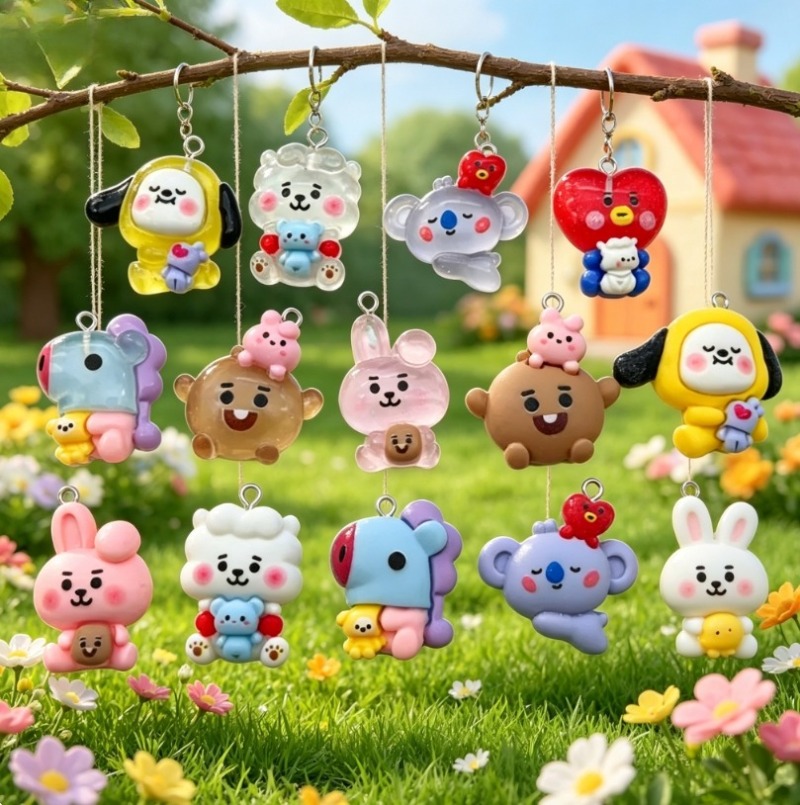 7 adet BT21 Reçine Karikatür F - Jewelry Making Earrings incelemesi ve fiyatı